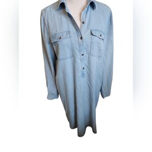 Chaps Sky Blue Button Down Dress